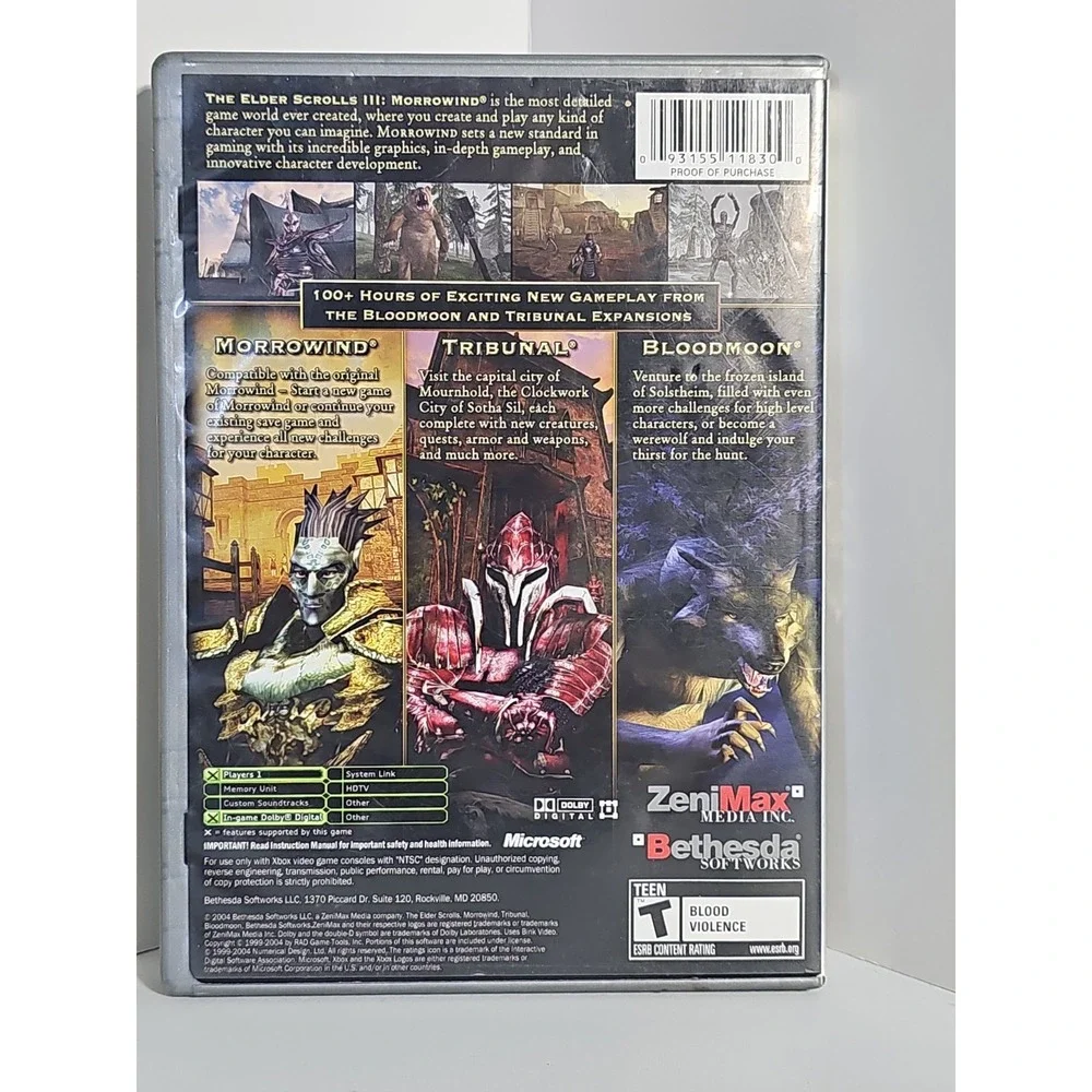 Elder Scrolls III: Morrowind -- Game of the Year Edition (Microsoft Xbox, 2003)